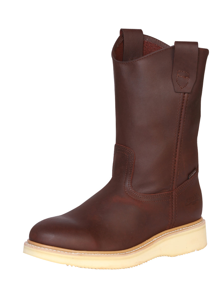 Botas de Trabajo de Tubo Pull-On con Punta Suave de Piel Genuina para Hombre 'Establo' - ID: 318 Botas de Punta Suave Establo Shedron