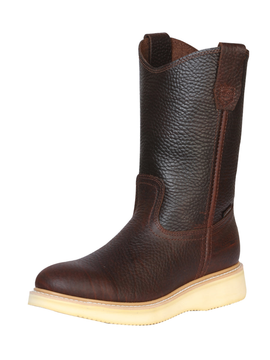 Botas de Trabajo de Tubo Pull-On con Punta Suave de Piel Genuina para Hombre 'Establo' - ID: 23369 Botas de Punta Suave Establo Miel