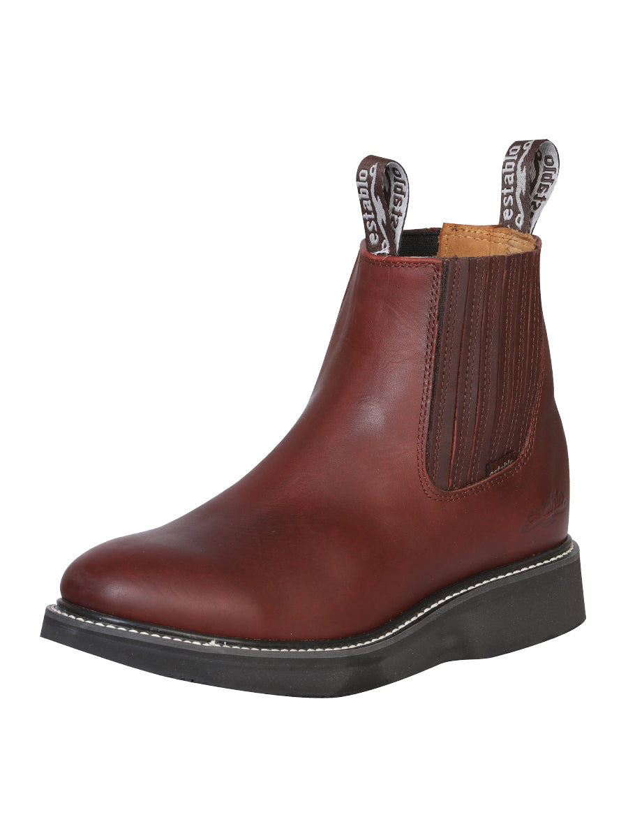 Men's pull on leather work boots online