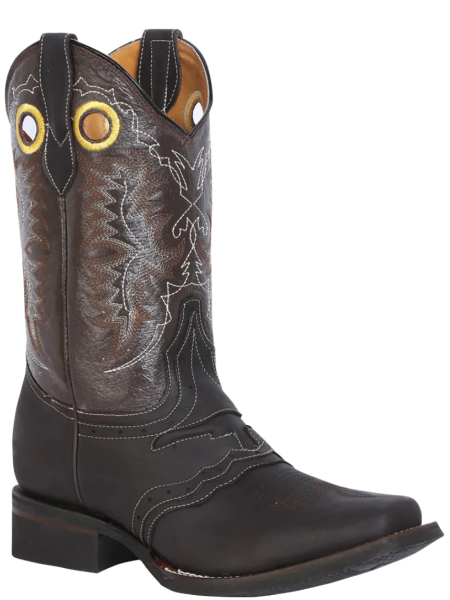 Botas Vaqueras Rodeo con Antifaz de Piel Genuina para Hombre 'El General' - ID: 33311 Botas Piel Genuina El General