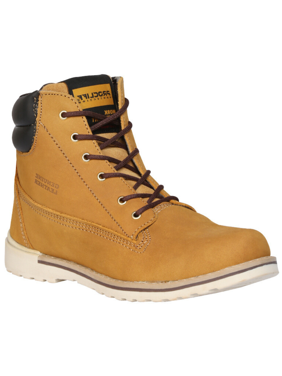 Botines de Trabajo de Agujetas con Punta Suave de Piel Genuina para Mujer/Joven 'Procliff Protection' - ID: 35202 Botas de Agujetas Procliff Protection