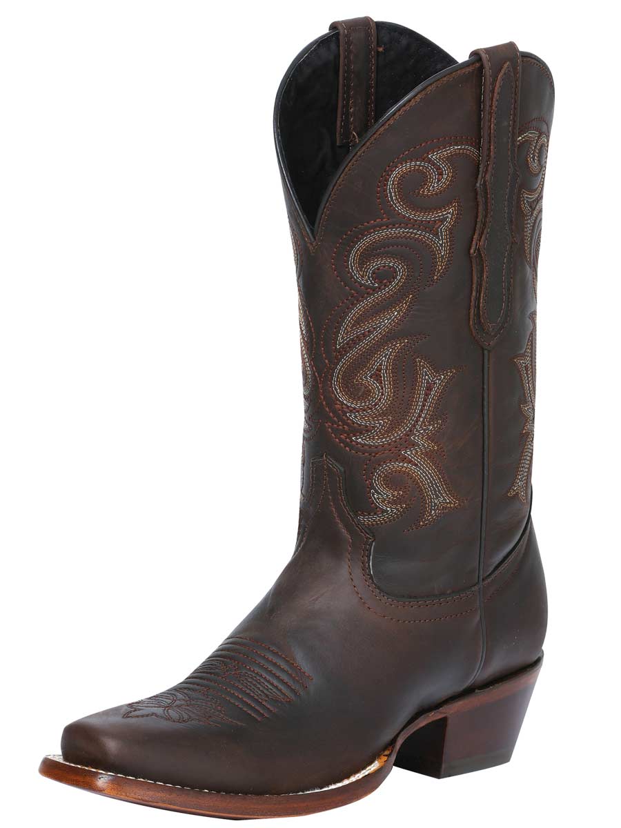 Botas Vaqueras Rodeo Clasicas de Piel Nobuck para Mujer 'El General' - ID: 40661 Cowgirl Boots El General Choco