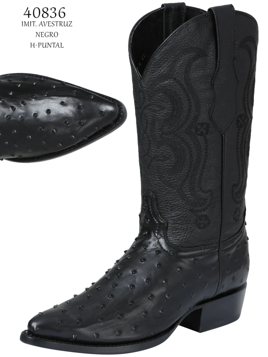 Botas Vaqueras Imitacion de Avestruz Grabado en Piel Vacuno para Hombre 'El Señor de los Cielos' - ID: 40836 Botas Avestruz Print El Señor de los Cielos
