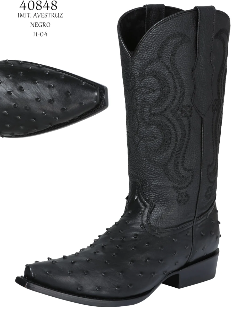 Botas Vaqueras Imitacion de Avestruz Grabado en Piel Vacuno para Hombre 'El Señor de los Cielos' - ID: 40848 Botas Avestruz Print El Señor de los Cielos