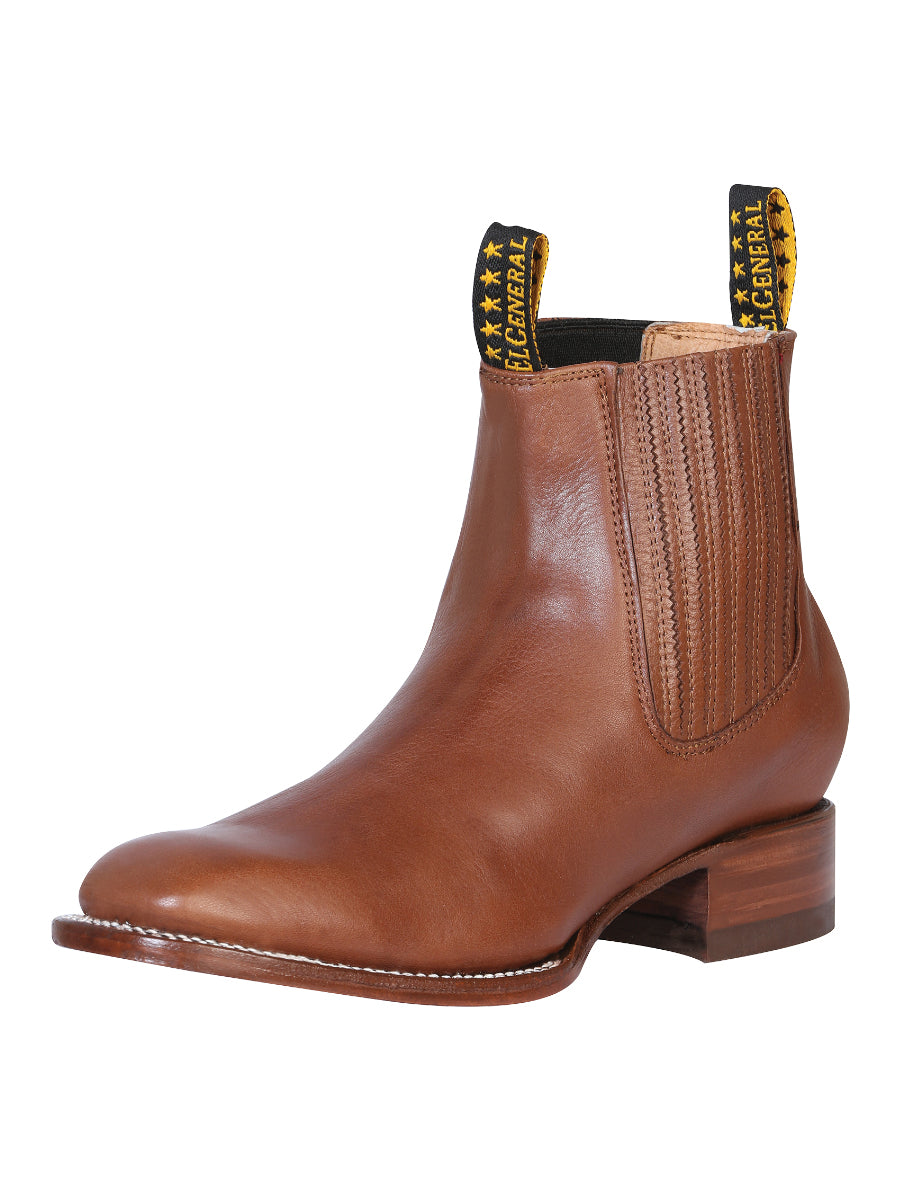 Botines Vaqueros Rodeo Clasicos de Piel Genuina para Hombre 'El General' - ID: 41498 Botines Vaqueros Rodeo El General Nogal
