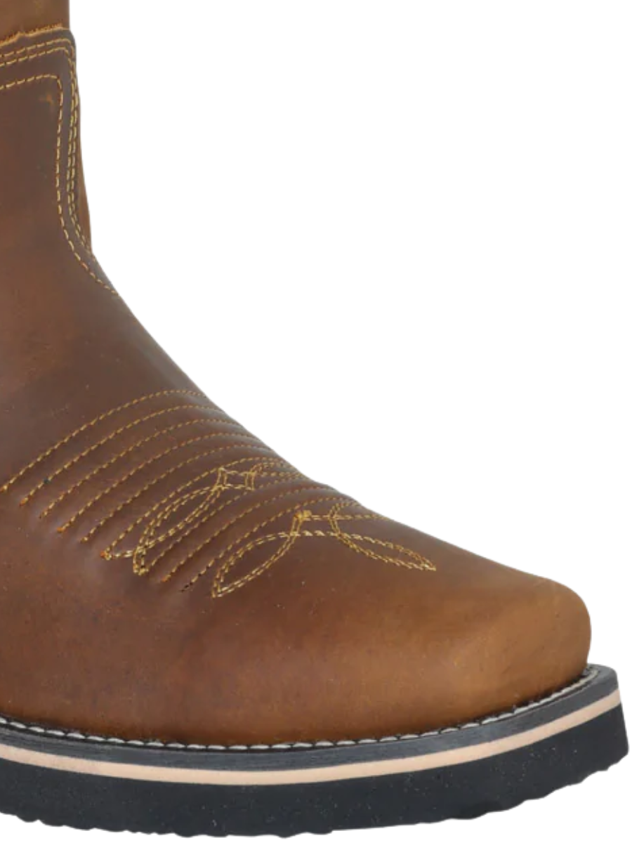 Botas de Trabajo Rodeo de Tubo Pull-On con Punta Suave de Piel Genuina para Hombre 'Establo' - ID: 41530 Botas de Punta Suave Establo