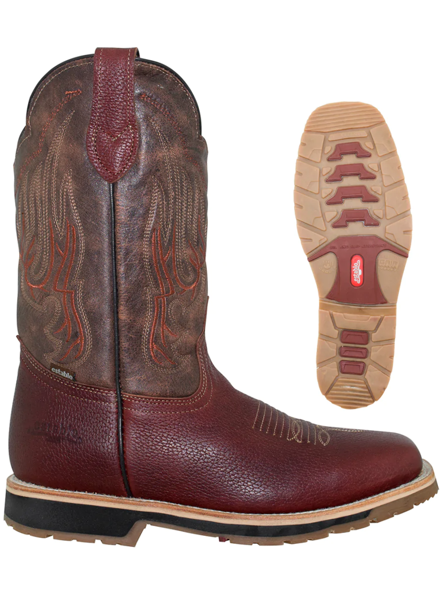 Botas de Trabajo Rodeo de Tubo Pull-On con Punta Suave de Piel Genuina para Hombre 'Establo' - ID: 41541 Botas de Punta Suave Establo