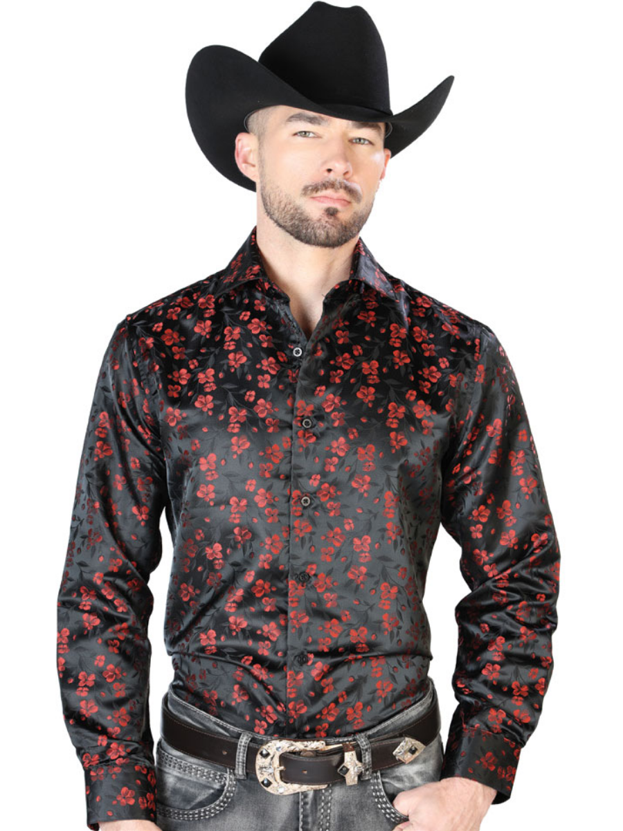 black and red floral dress shirt Au Noir Shirts Davion Floral Red Black