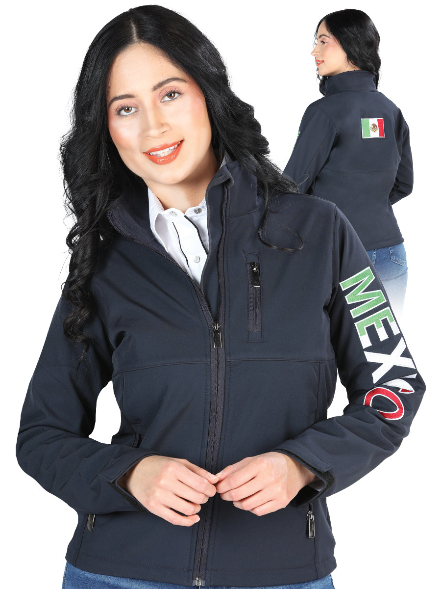 Navy Blue Mexican Flag Casual Jacket for Women 'El Señor de los Cielos'  ID: 44131