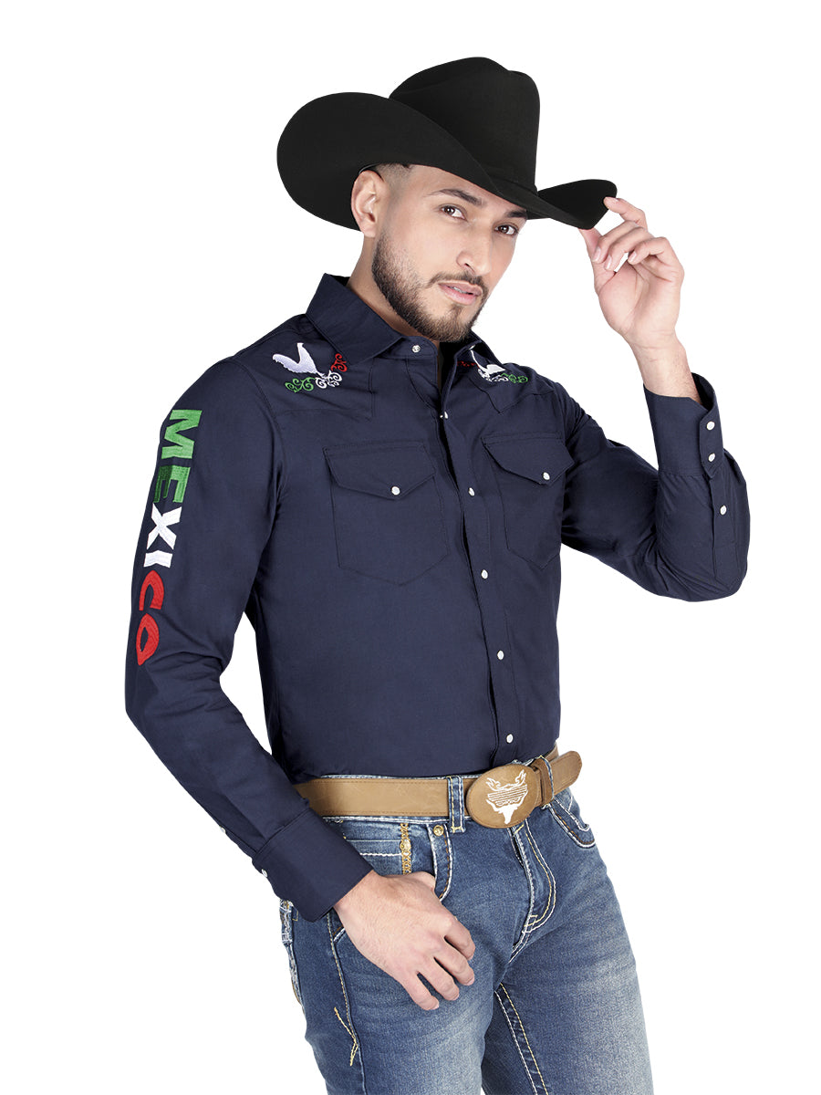 Embroidered Mexican Long Sleeve Cowboy Shirt - Western Shirt  Bellash  Western
