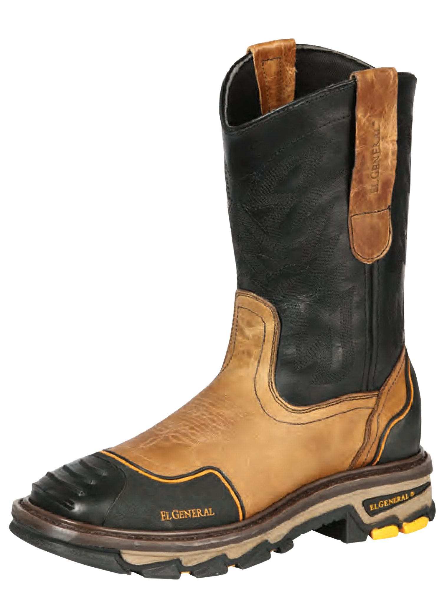 Botas de Trabajo Rodeo de Tubo Pull On con Punta Suave de Piel Genuina para Hombre El General ID 44686