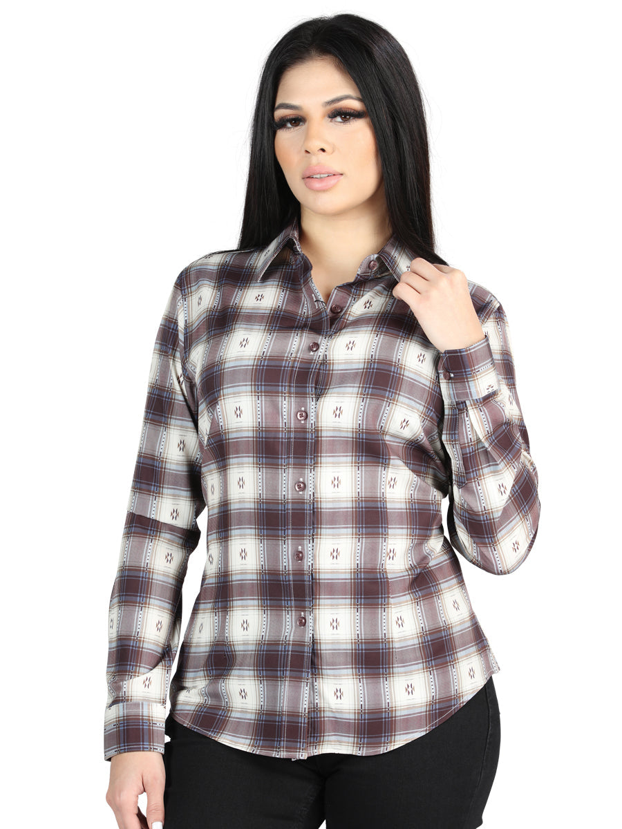 Checked Printed Long Sleeve Denim Shirt Western Shirt Bellash Western