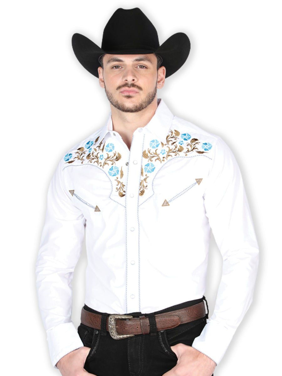 Floral Embroidered Long Sleeve Denim Shirt - Western Shirt Bellash Western Floral Embroidered Long Sleeve Denim Shirt - Western Shirt Bellash Western