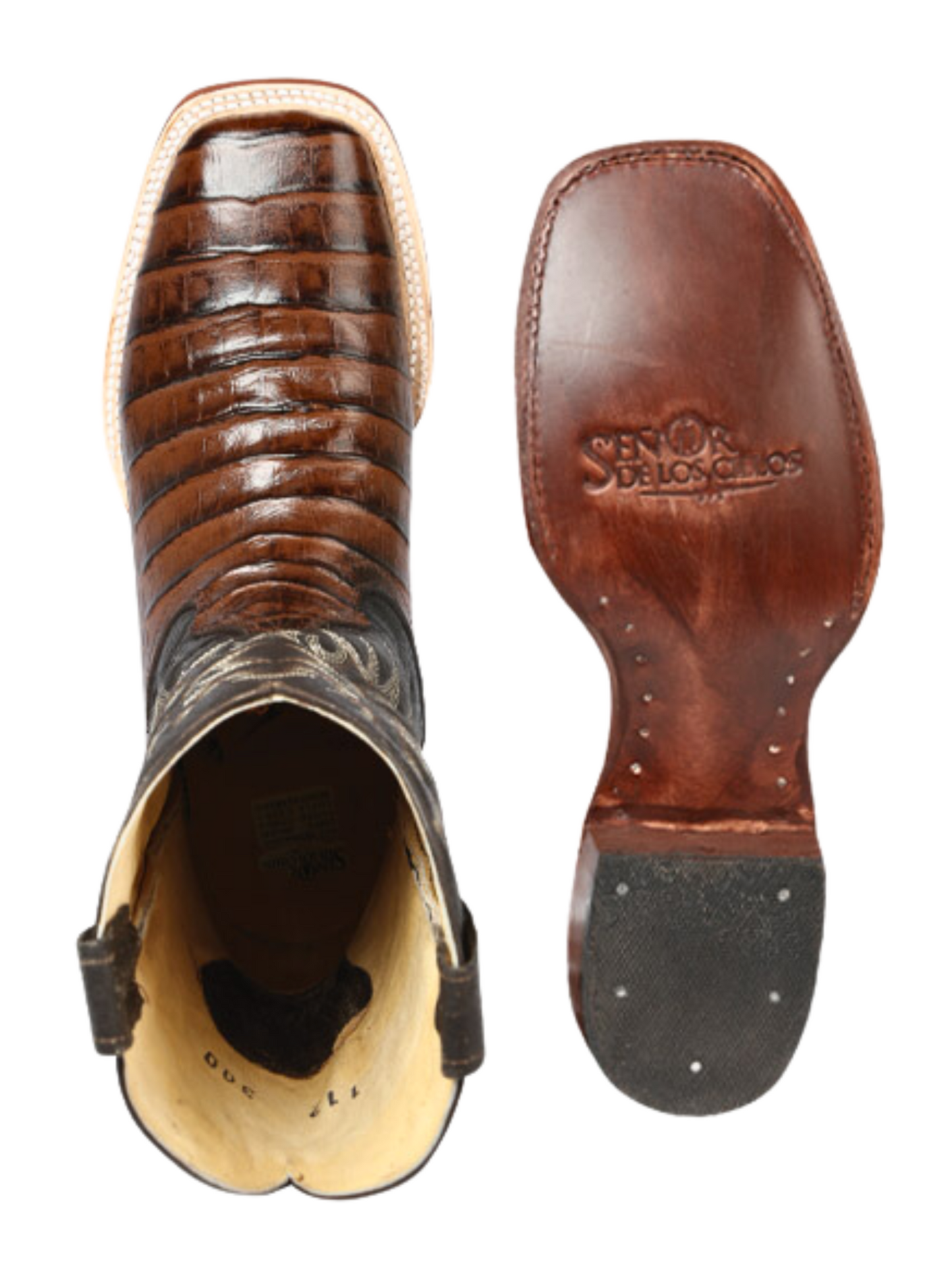 Botas Vaqueras Rodeo Imitacion de Caiman Belly Grabado en Piel Vacuno para Hombre 'El Señor de los Cielos' - ID: 44937 Botas Caiman Print El Señor de los Cielos