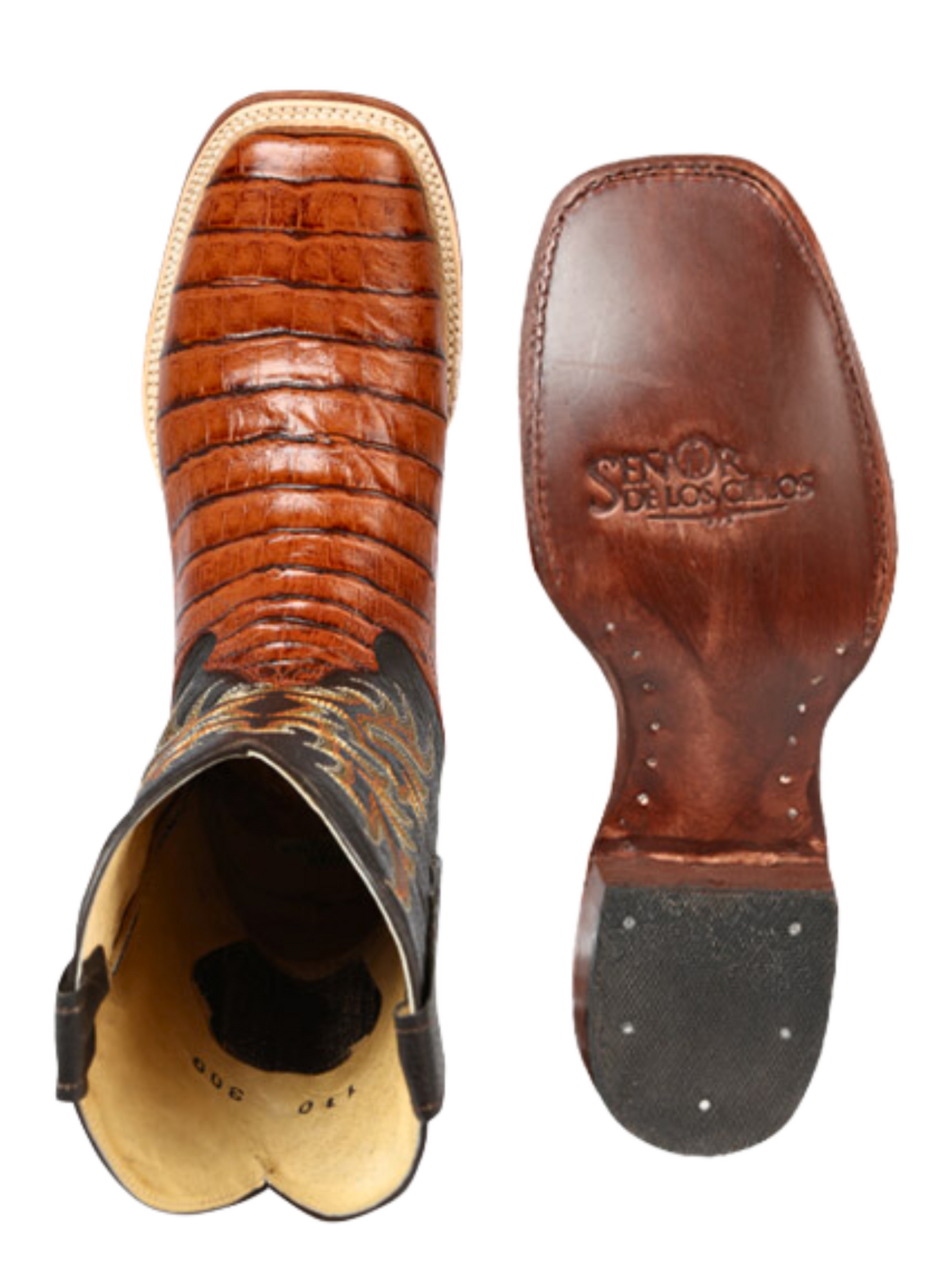 Botas Vaqueras Rodeo Imitacion de Caiman Belly Grabado en Piel Vacuno para Hombre 'El Señor de los Cielos' - ID: 44939 Botas Caiman Print El Señor de los Cielos