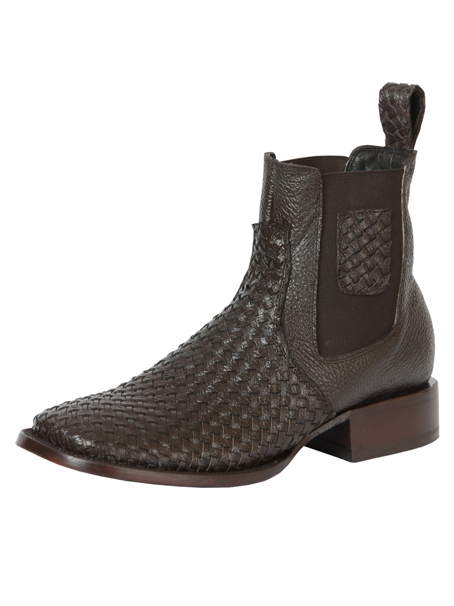 El General Mens MX 26 US 8 Western Chelsea Boots Square Toe Leather Botines Genuine Leather Cowboy Ankle Boots - Western Ankle Boots  main image 3