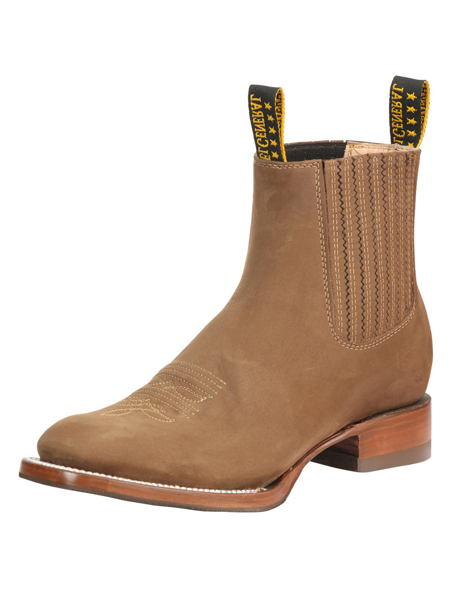 Botines Vaqueros Rodeo Clasicos de Piel Nobuck para Hombre 'El General' - ID: 45338