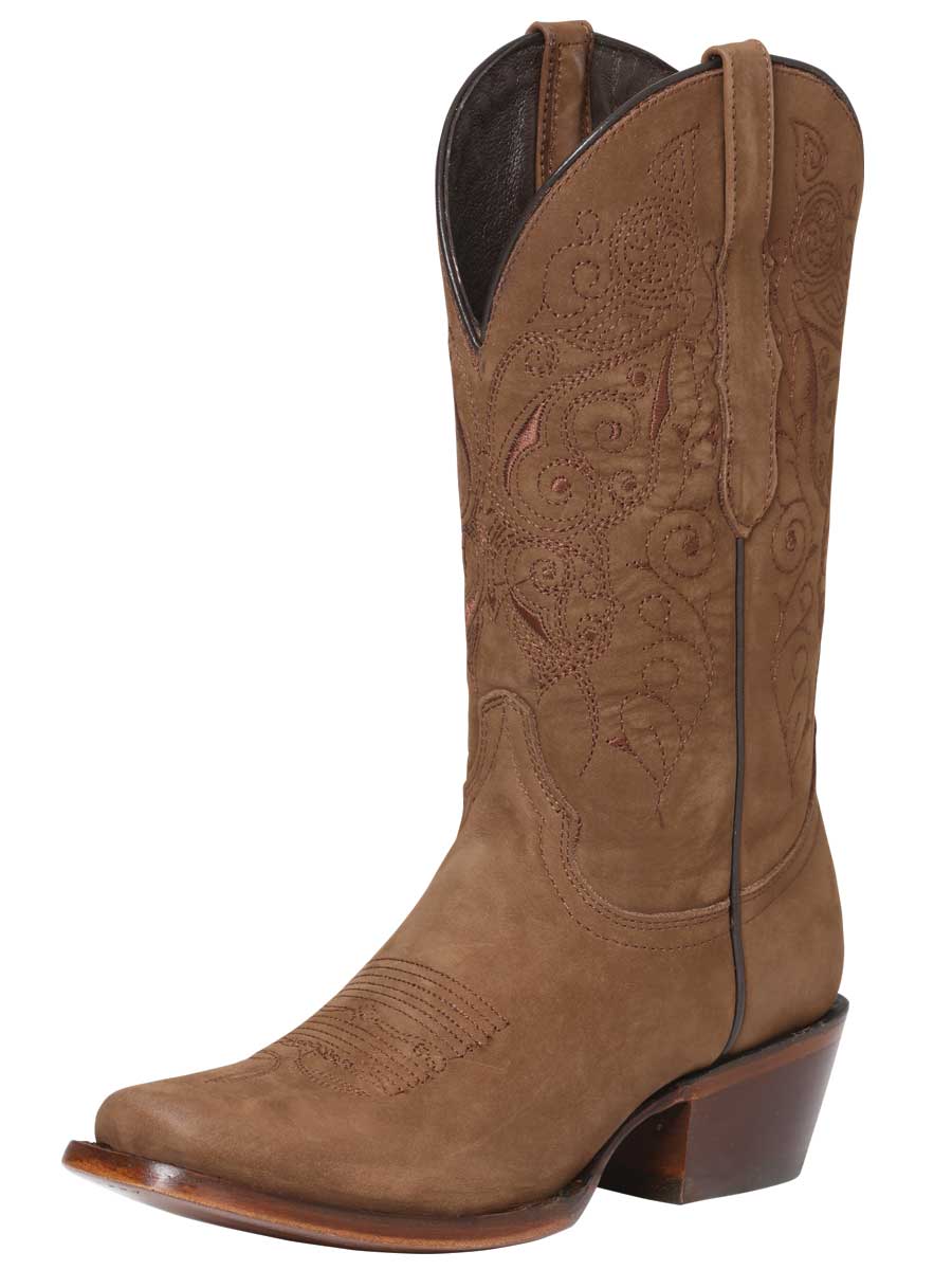 Botas Vaqueras Rodeo Clasicas de Piel Nobuck para Mujer 'El General' - ID: 122488 Cowgirl Boots El General Camel