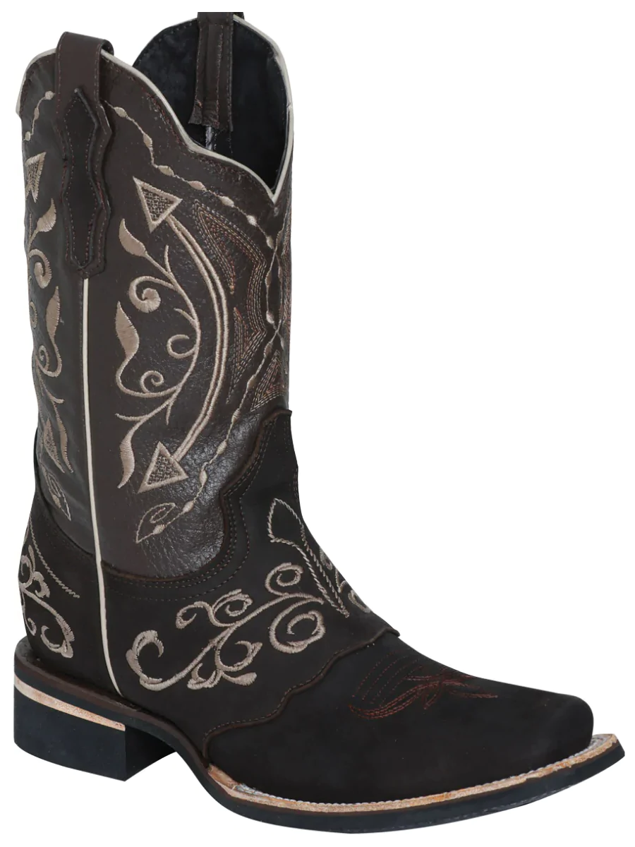 Botas Vaqueras Rodeo con Antifaz Bordado de Piel Nobuck para Hombre 'El Señor de los Cielos' - ID: 124079 Botas Piel Nobuck El Señor de los Cielos