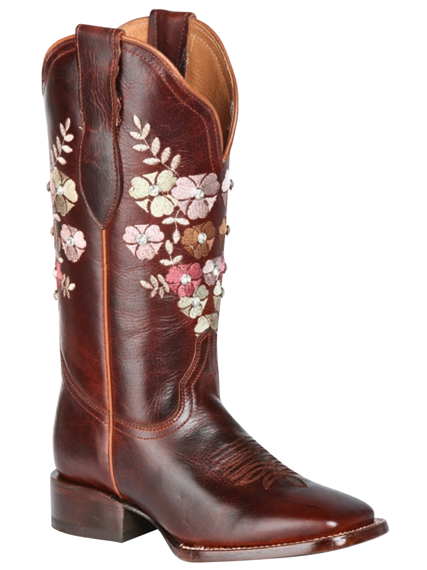 Botas Vaqueras Rodeo con Tubo Bordado de Flores de Piel Genuina para Mujer 'Jar Boots' - ID: 126449 Cowgirl Boots Jar Boots 