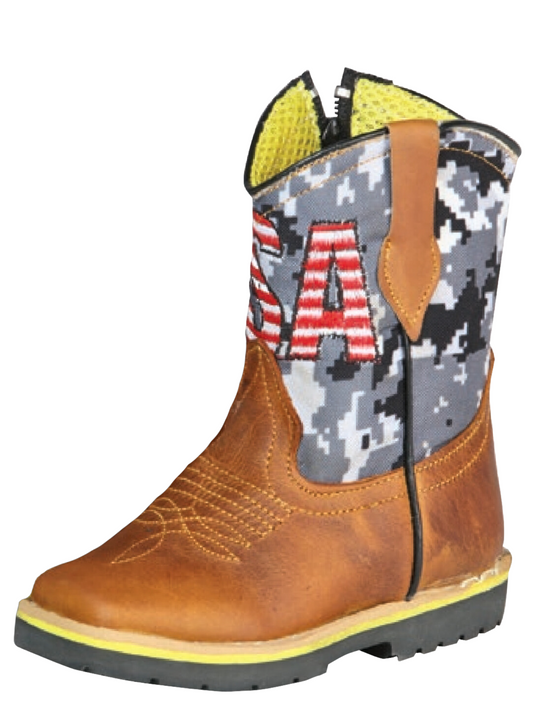 Kids - Botas Vaqueras Rodeo Clasicas de Piel Genuina para Bebes 'Jar Boots' - ID: 126573 Cowboy Boots Jar Boots Miel