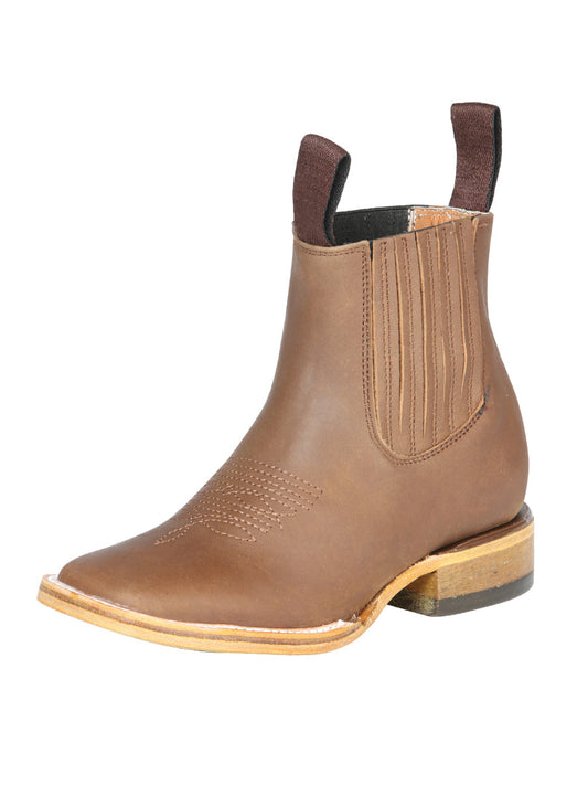 Botines Vaqueros Clasicos de Piel Genuina para Niños 'Jar Boots' - ID: 126602 Cowboy Ankle Boots Jar Boots Tabaco
