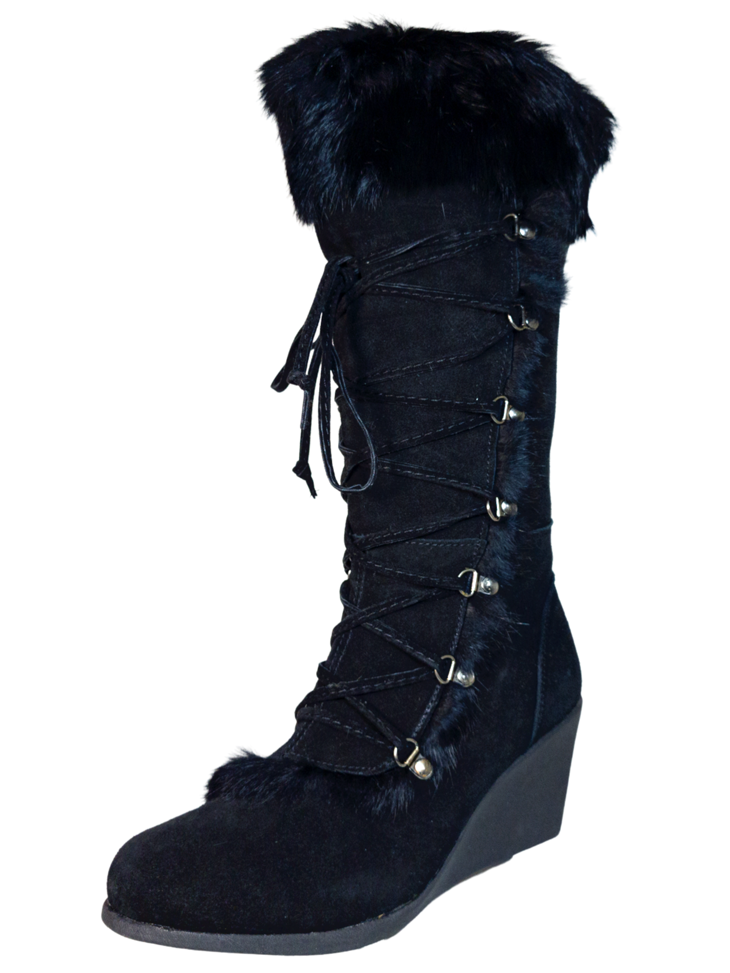 Botas de Invierno de Cuna de Piel Gamuza Pelo de Conejo para Mujer Bearpaw ID 7132