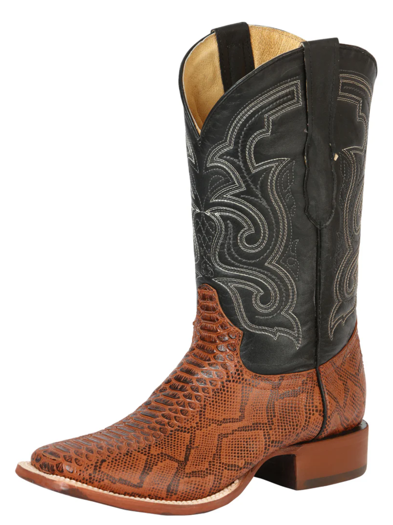 El General Men’s Python Imitation Rodeo Boots - Cognac 45435 main image 0