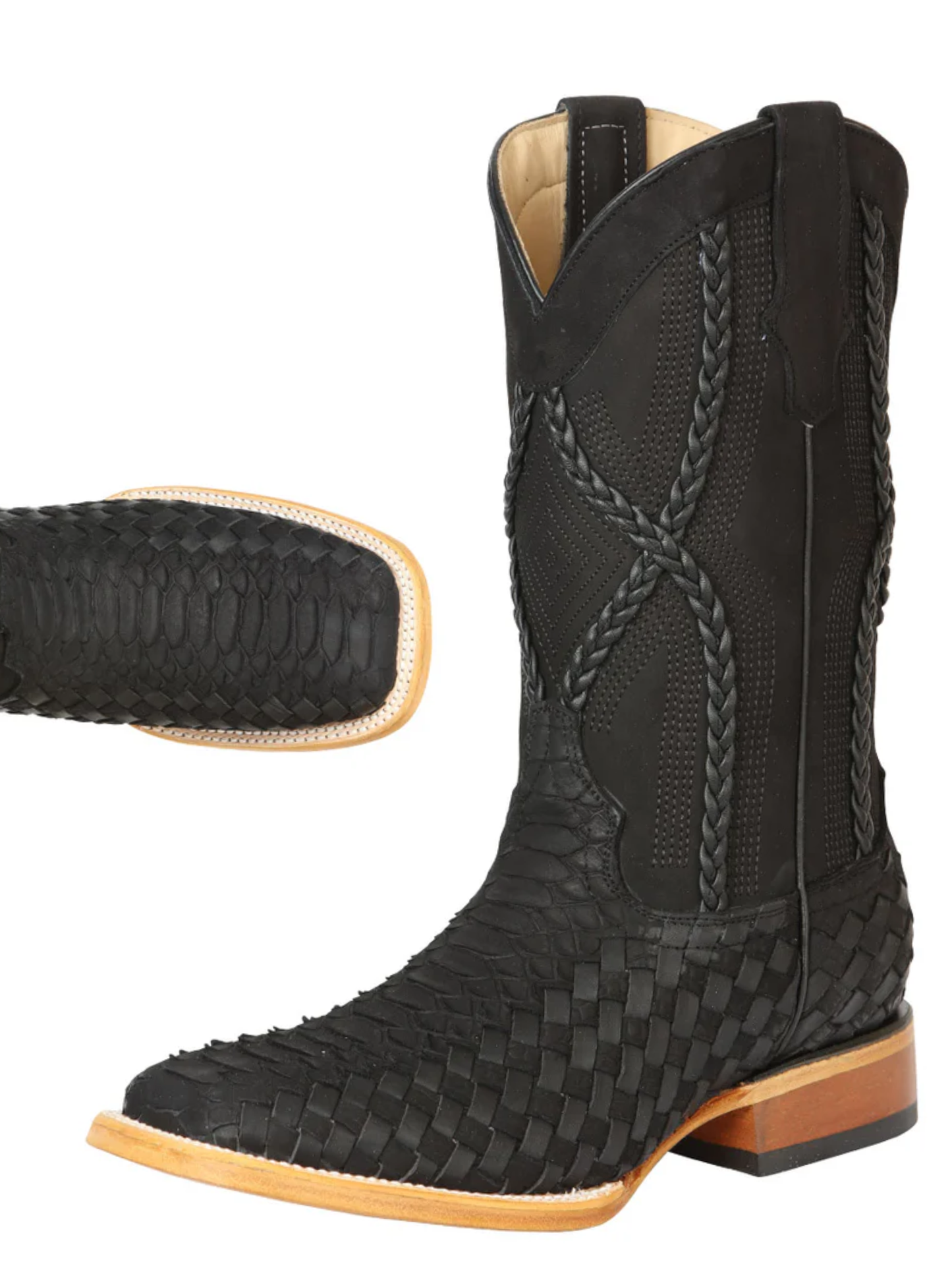 Botas Vaqueras Rodeo Imitacion de Python/Petatillo Grabado en Piel Vacuno para Hombre 'El General' - ID: 45466 Botas de Petatillo El General