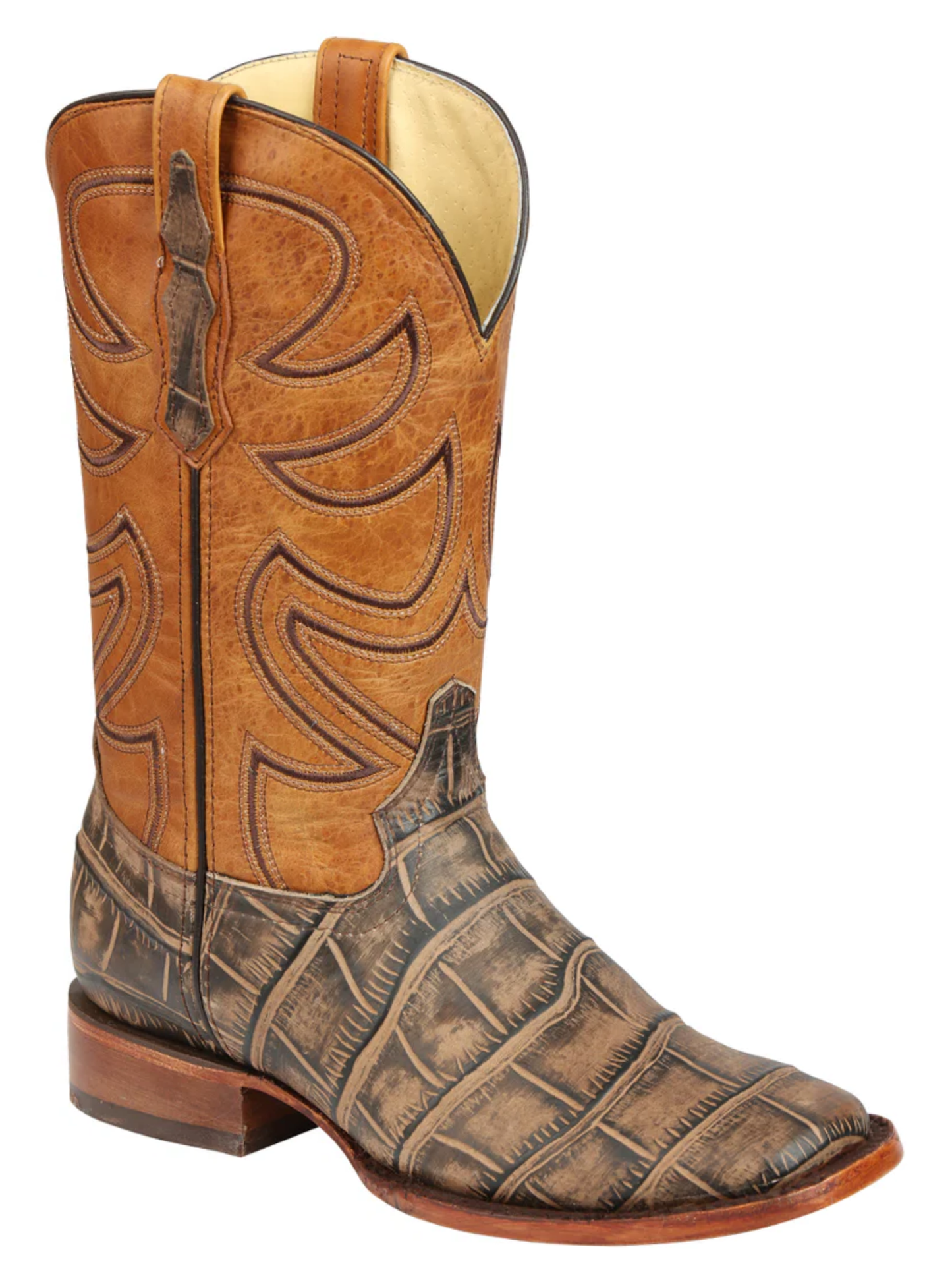 Botas Vaqueras Rodeo Imitacion de Cocodrilo Grabado en Piel Vacuno para Hombre 'El General' - ID: 45663 Botas Coco Print El General