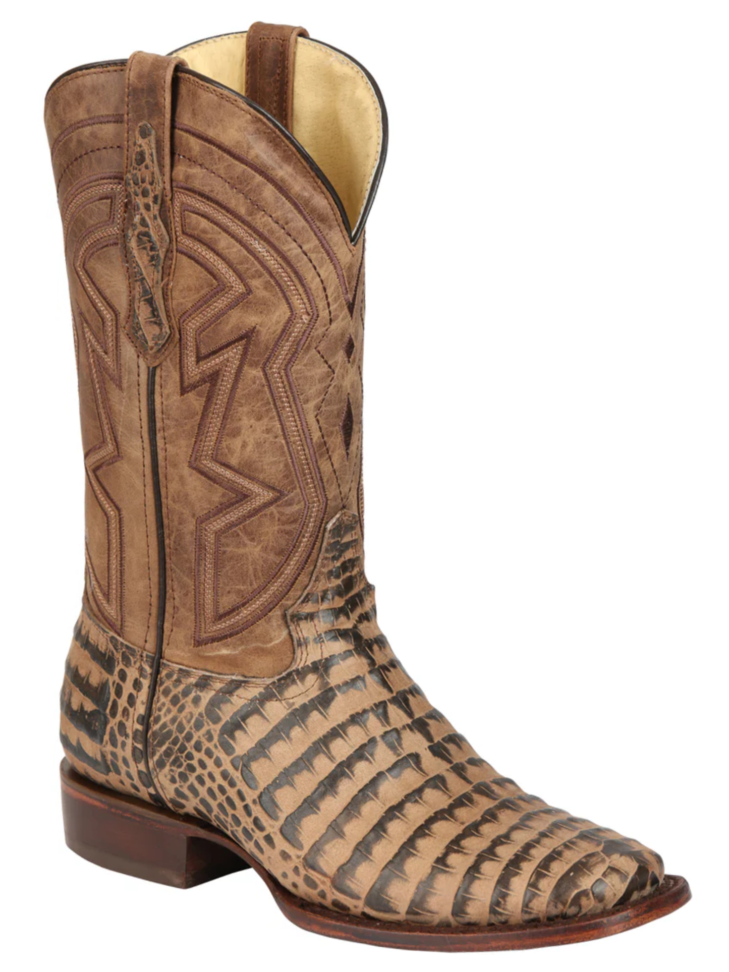 Botas Vaqueras Rodeo Imitacion de Caiman Belly Grabado en Piel Vacuno para Hombre 'El General' - ID: 45664 Botas Caiman Print El General