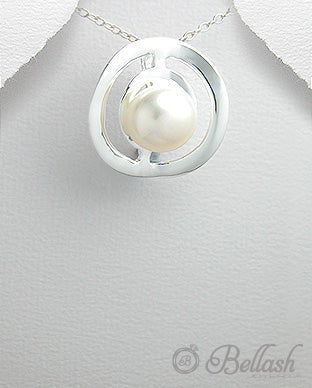 Dije Artesanal de Plata Ley 925 y Perla de Agua Dulce - 925 Sterling Silver and Freshwater Pearl Handmade Pendant - ID: 25382416 Bellash