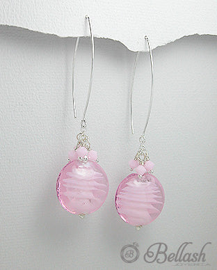 Aretes Colgantes de Vidrio, Cristal Swarovski y Plata Ley 925 - Glass, Swarovski Crystal and 925 Sterling Silver Dangle Earrings - ID: 28515253 Bellash