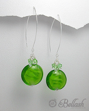 Aretes Colgantes de Vidrio, Cristal Swarovski y Plata Ley 925 - Glass, Swarovski Crystal and 925 Sterling Silver Dangle Earrings - ID: 28515255 Bellash