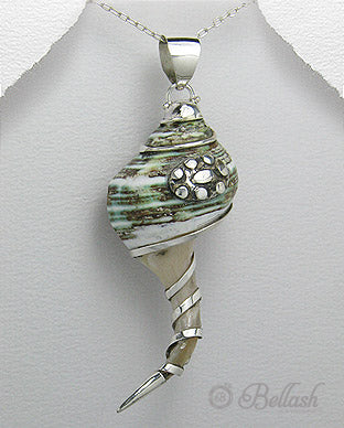 Dije Concha de Mar de Concha Natural de Mar y Plata Ley 925 - Natural Sea Shell and 925 Sterling Silver Sea Conch Pendant - ID: 477891163 Bellash