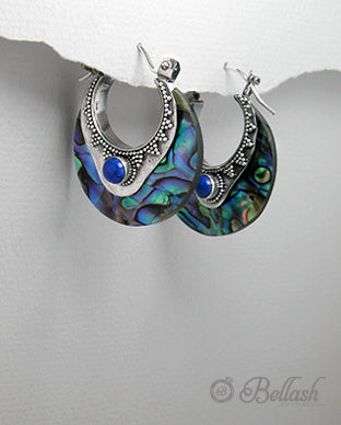 Aretes Colgantes Artesanales de Concha Natural de Mar, Stone y Plata Ley 925 - Natural Sea Shell, Stone and 925 Sterling Silver Handmade Dangle Earrings - ID: 477891263 Bellash