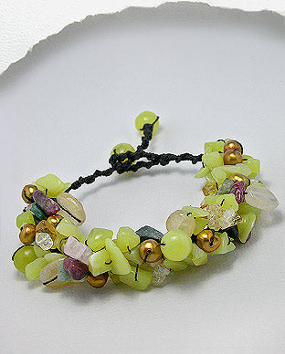 Pulsera Artesanal de Piedras Naturales, Perlas de Agua Dulce y Algodon - Natural Stones, Freshwater Pearls and Cotton Handmade Bracelet - ID: 50727338 Bellash