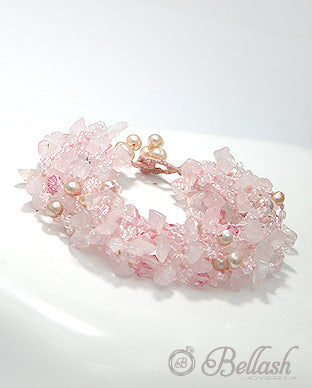 Pulsera Artesanal de Piedras Naturales, Cristal, Cristal Zwarovski, Perlas y Algodon - Natural Stones, Crystal, Swarovski Crystal, Pearls and Cotton Handmade Bracelet - ID: 5072799 Bellash