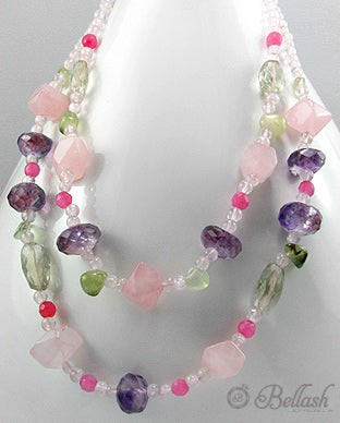 Collar Artesanal de Piedras Naturales de Colores, Piedras de Cuarzo y Plata Ley 925 - Natural Colored Stones, Quartz Stones and 925 Sterling Silver Handmade Beaded Necklace - ID: 51756259 Bellash