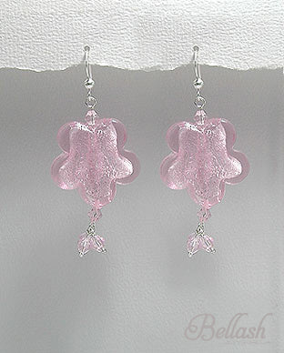 Aretes Colgantes Artesanales de Vidrio, Cristal y Plata Ley 925 - Glass, Crystal and 925 Sterling Silver Handmade Dangle Earrings - ID: 527858 Bellash