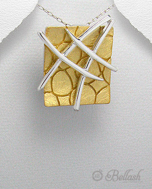 Dije Artesanal de Plata Ley 925 Chapado en Oro de 18K, 26 x 31 mm, 11.4 gr - 925 Sterling Silver Plated with 18K Gold Handmade Pendant - ID: 547063508 Bellash