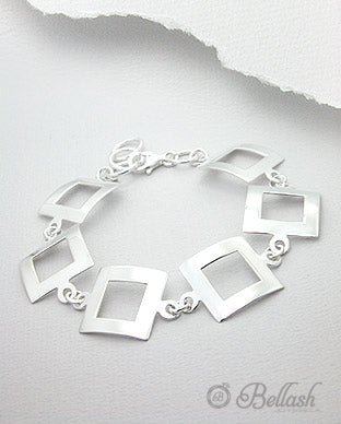 Pulsera de Eslabones Cuadrados Artesanal de Plata Ley 925 - 925 Sterling Silver Handmade Square Links Bracelet - ID: 547064112 Bellash