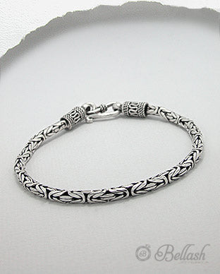 Pulsera Bizantina de Eslabones de Plata Ley 925 - 925 Sterling Silver Byzantine Link Bracelet - ID: 547064173 Bellash