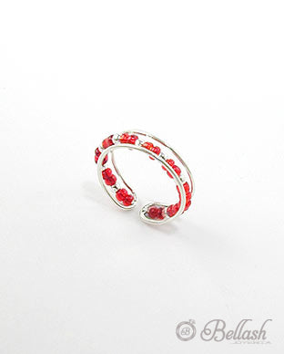 Beaded Toe Ring, 925 Sterling Silver