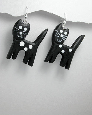 Aretes de Gato Artesanales de Madera y Plata 925 - Wood and 925 Sterling Silver Handmade Cat Earrings - ID: 66796408 Bellash
