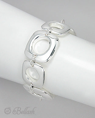 Pulsera de Eslabones Geometricos de Plata Ley 925 - 925 Sterling Silver Geometric Link Bracelet - ID: 93923265 Bellash