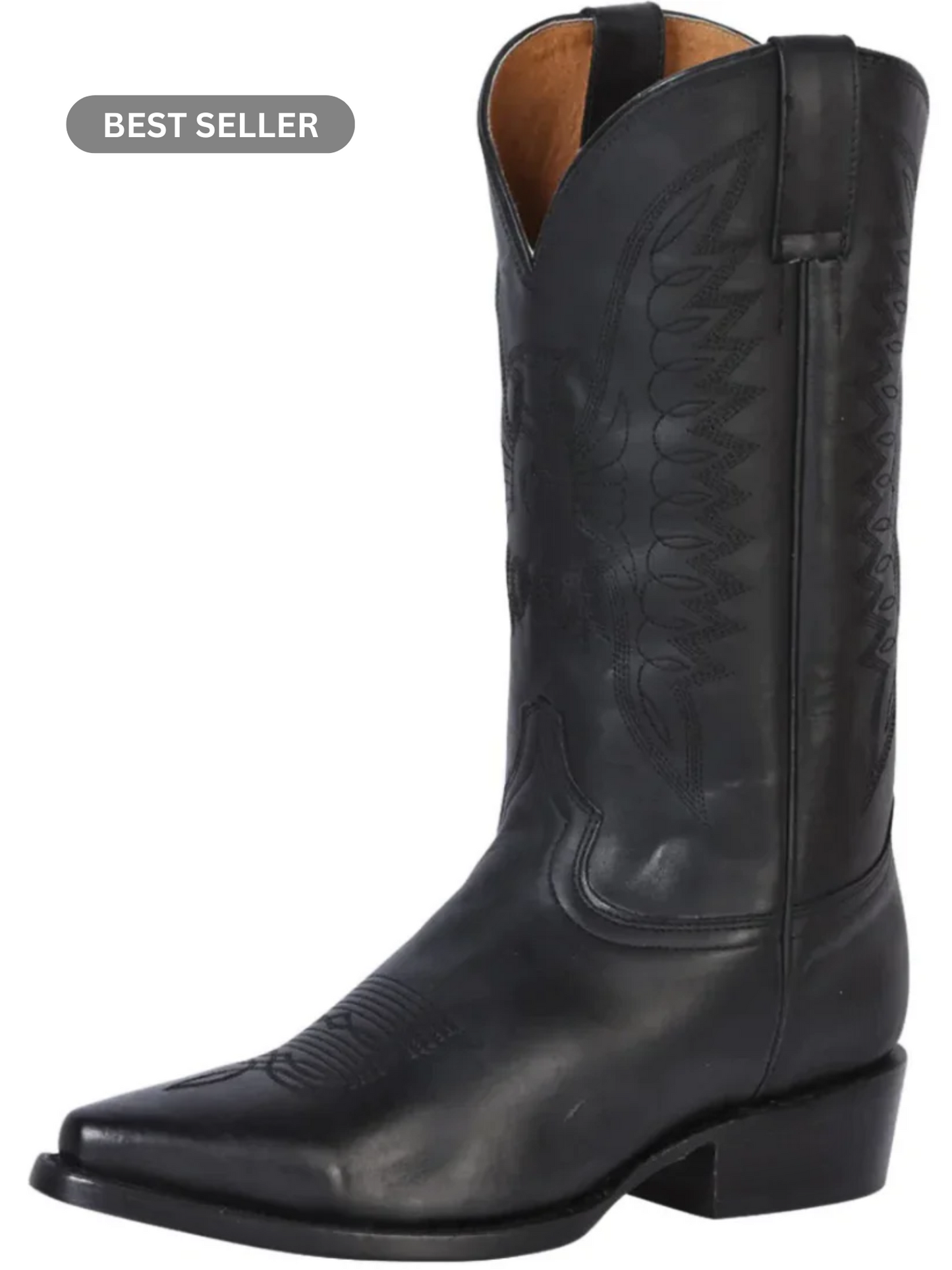 Botas Vaqueras Clasicas de Piel Genuina para Hombre 'Rodeo Bravo' - ID: 135 Botas Clasicas Piel Genuina Rodeo Bravo Negro