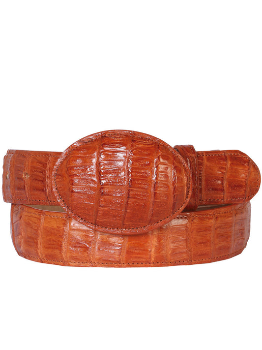 Cinto Vaquero Exotico de Caiman Cola Original para Hombre con Hebilla Ovalada, 1 1/2" Ancho 'Centenario' - ID: 2627 Cintos Exóticos Centenario Cognac