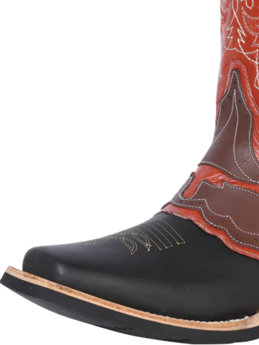 Botas Vaqueras Rodeo con Antifaz de Piel Genuina para Hombre 'El General' - ID: 33305 Botas Piel Genuina El General 