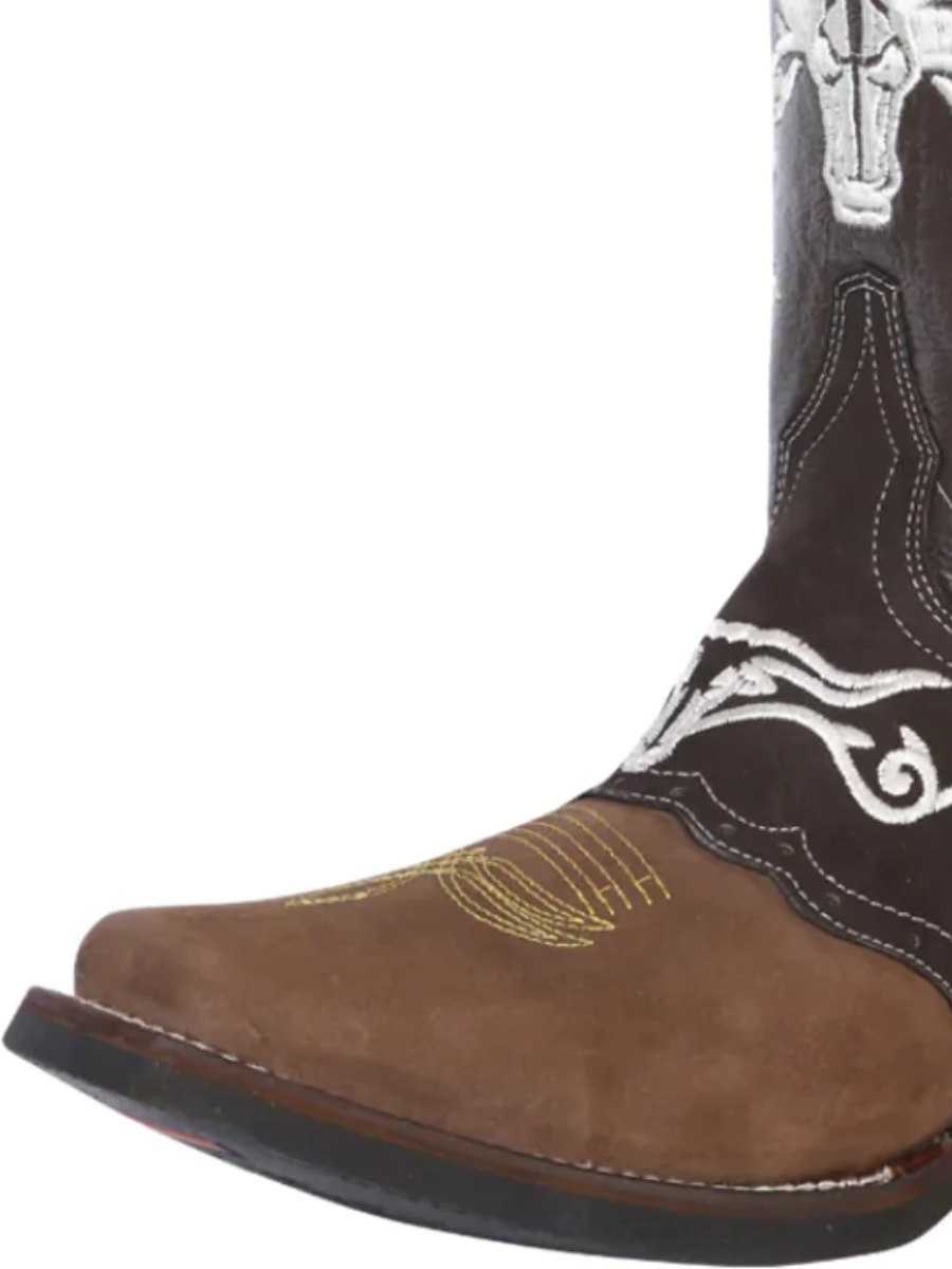 Botas Vaqueras Rodeo con Antifaz Bordado de Piel Genuina para Hombre 'El General' - ID: 34311 Botas Piel Genuina El General 